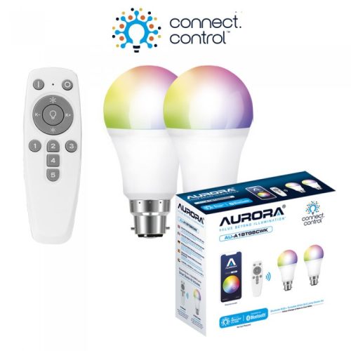 AOne Connect.Control Smart LED Kit with 2x 8W GLS Dim RGBCX Bluetooth Smart Lamps + Remote