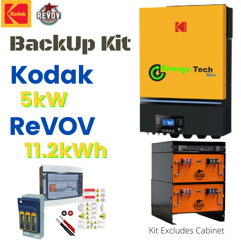 5kW Kodak Backup Kit with 11.2KWh REVOV LiFe C8 Batteries