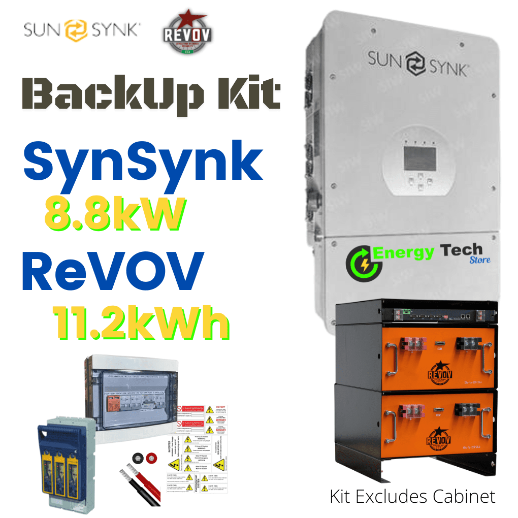 8.8kW SunSynk Backup Kit with 11.2KWh REVOV LiFe C8 Batteries